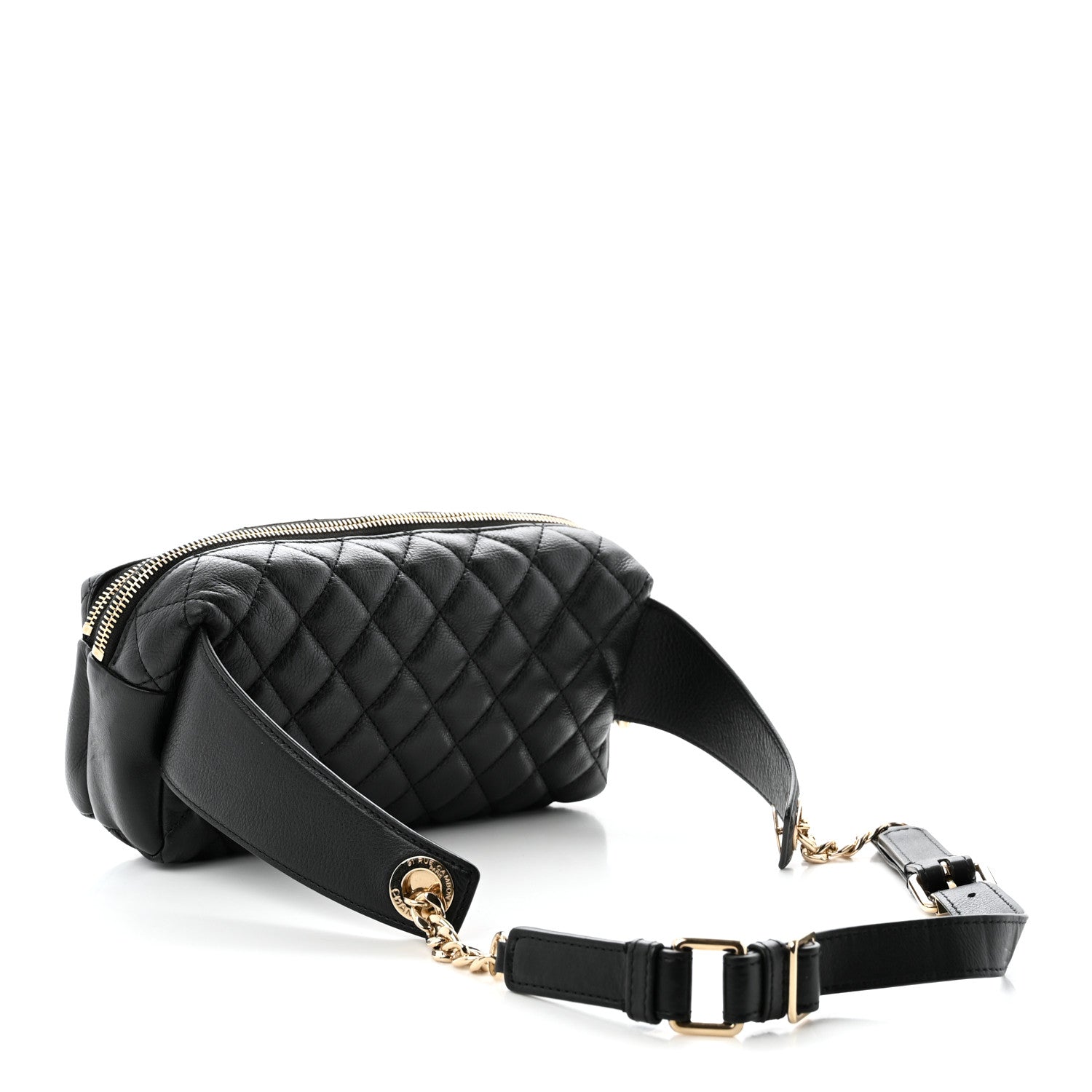 Calfskin Quilted Waist Bag Black