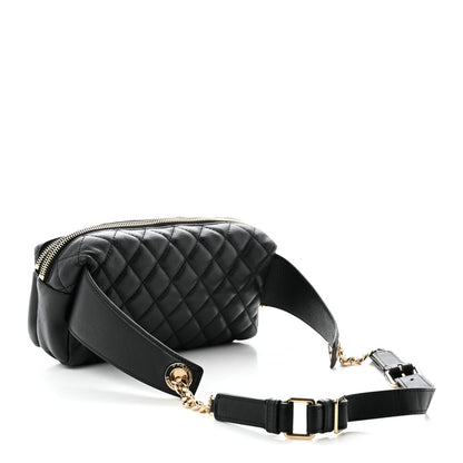 Calfskin Quilted Waist Bag Black