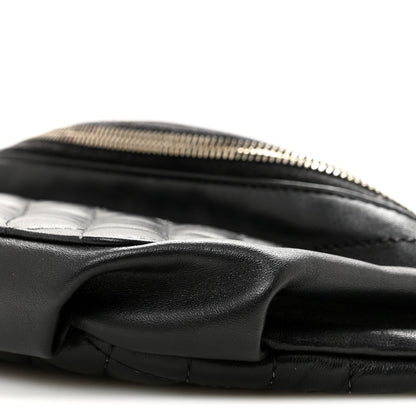 Lambskin Quilted Waist Bag Fanny Pack Black