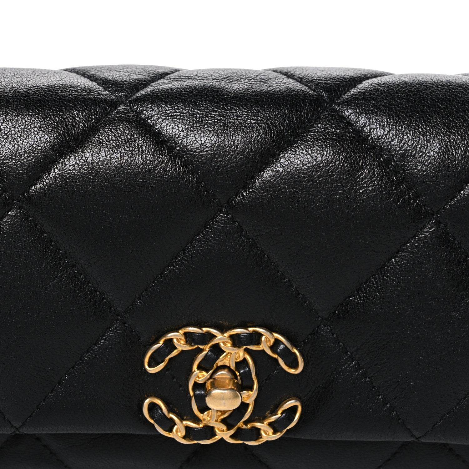 Goatskin Quilted Chanel 19 Waist Bag Black