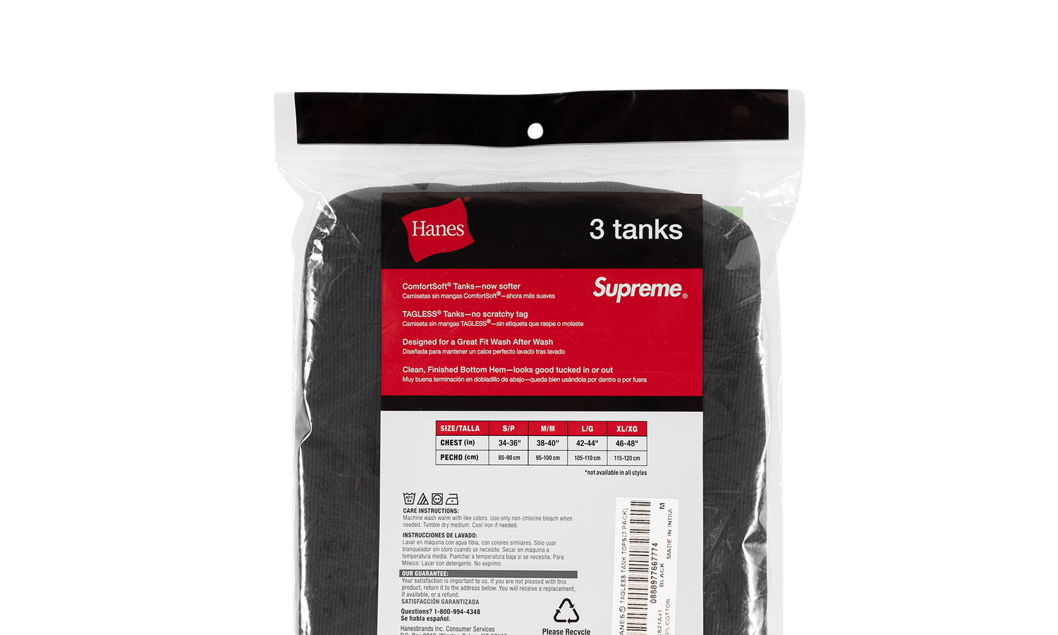 Hanes Tagless Tank Tops 3 Pack "Black" SU10525