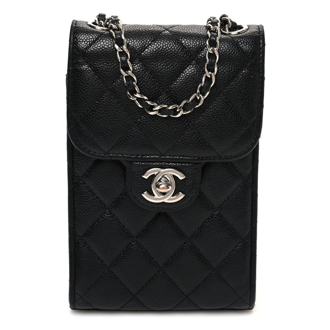 Caviar Quilted Classic Phone Holder Black