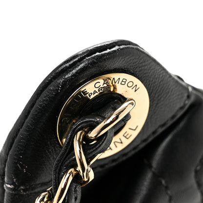 Lambskin Quilted Waist Bag Fanny Pack Black