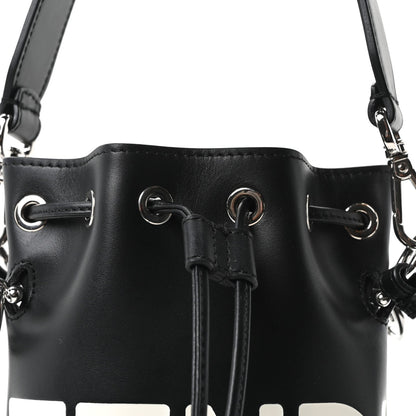 Vitello King F is Fendi Logo Embossed Mini Mon Tresor Bucket Bag Black