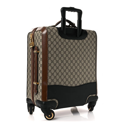 GG Supreme Monogram Azalea Calfskin Retro Interlocking G Small Savoy Cabin Trolley Beige Ebony Brown Sugar