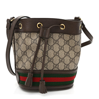 GG Supreme Monogram Web Mini Ophidia Bucket Bag Brown Brown