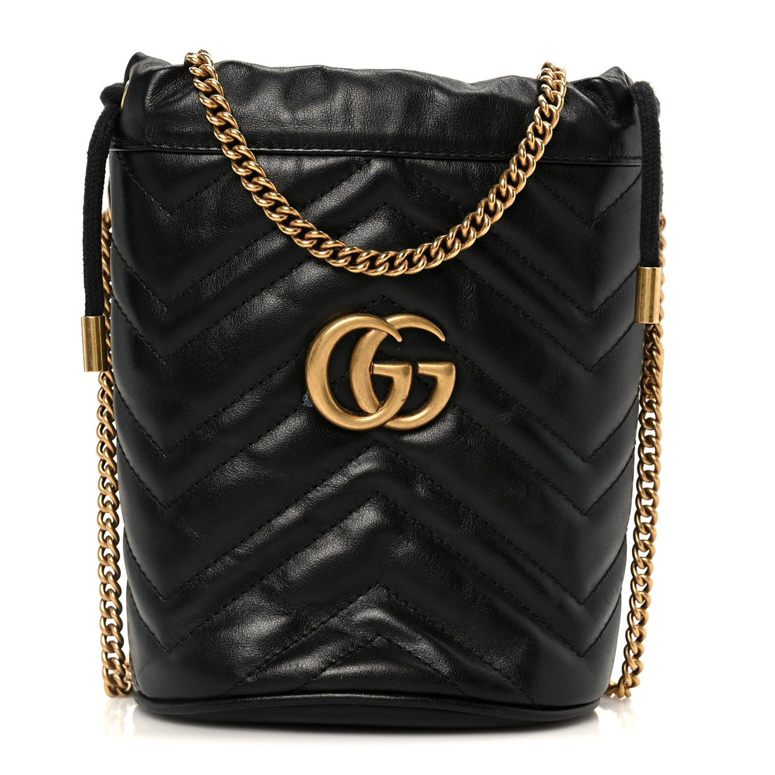 Calfskin Matelasse Mini GG Marmont 2.0 Bucket Bag Black