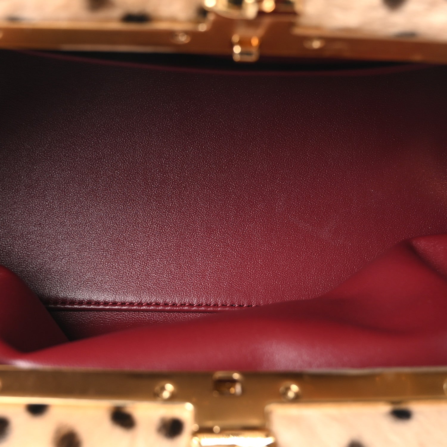 Pony Hair Cheetah Printed Lambskin Clutch With Chain Beige Black