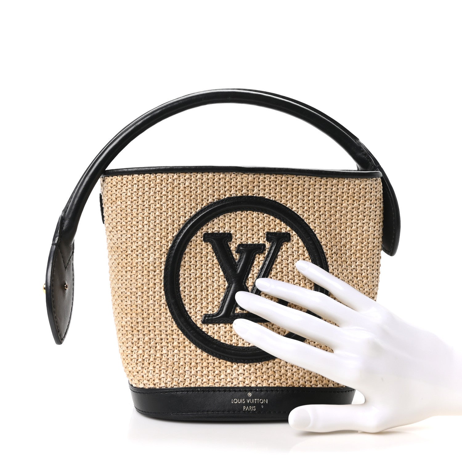Raffia Petit Bucket Black