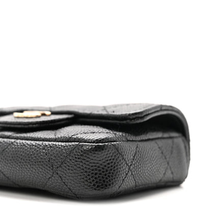 Caviar Quilted Mini Chain Belt Bag Black