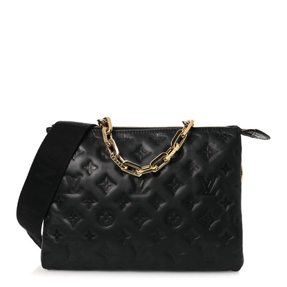 Lambskin Embossed Monogram Coussin PM Black