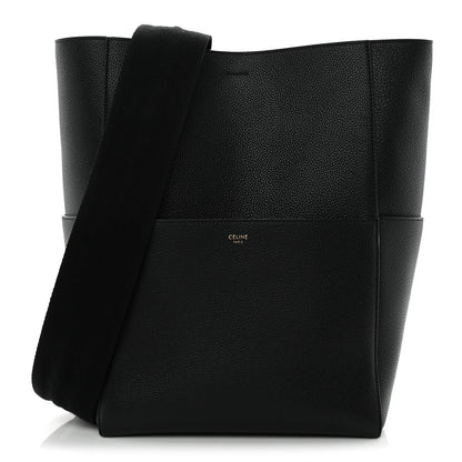 Soft Grained Calfskin Sangle Bucket Bag Black