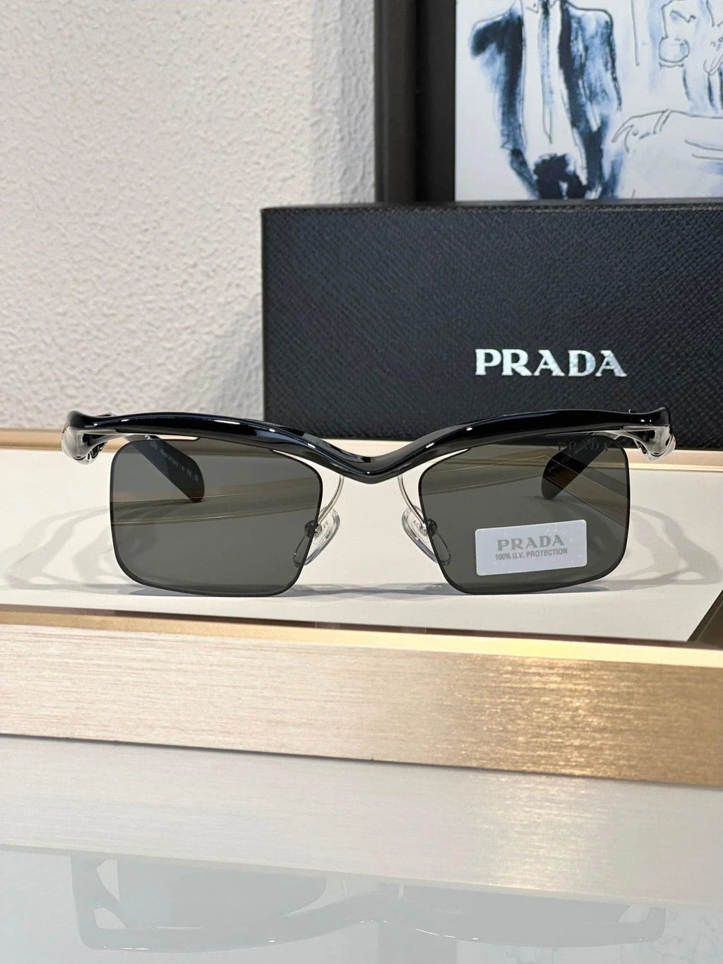 PRADA PR A15S - BLACK-PEACH-GREEN | SUNGLASSES Unisex  🟥