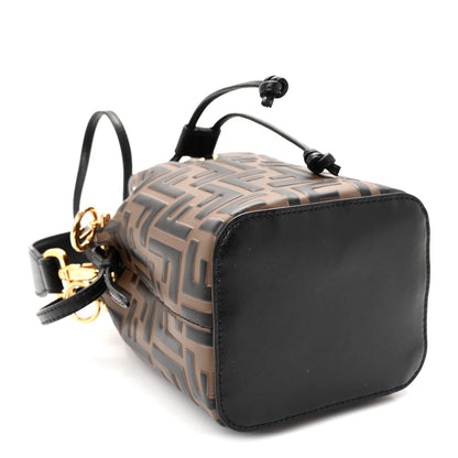 Vitello Liberty F is Fendi Bi-Color FF 1974 Embossed Mini Mon Tresor Bucket Bag Maya Black