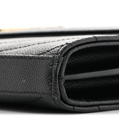 Grain De Poudre Matelasse Chevron Monogram Chain Wallet Black
