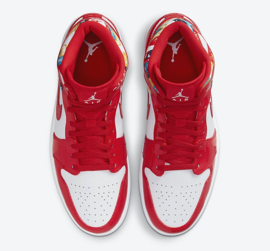 Jordan 1 Retro Mid SE Barcelona Sweater Red Patent
