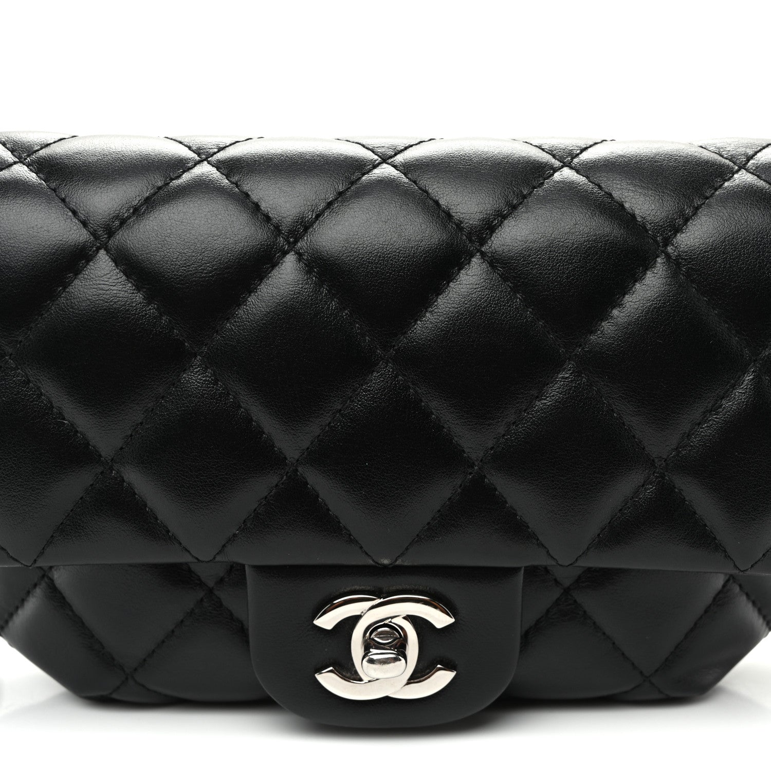 Calfskin Quilted CC Uniform Flap Belt Bag Black