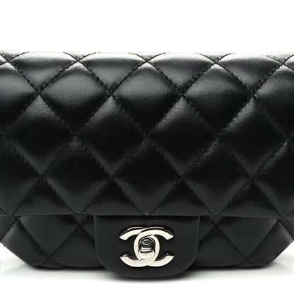 Calfskin Quilted CC Uniform Flap Belt Bag Black