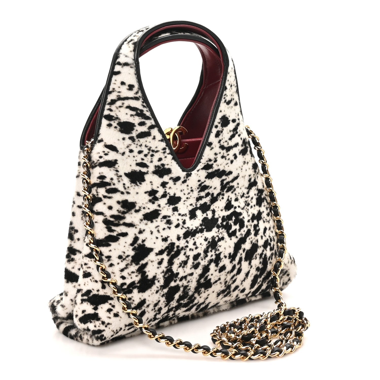 Pony Hair Printed Chic Lady Small Shopping Tote White Black