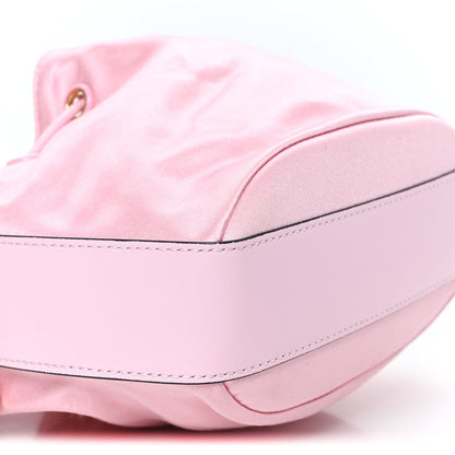 Satin Medusa Drawstring Bucket Bag Pink