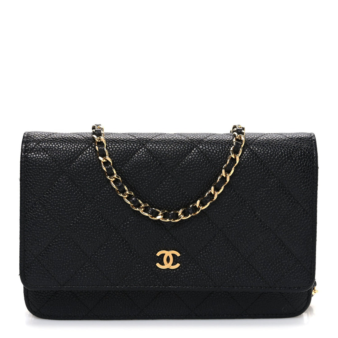 Caviar Quilted Wallet on Chain WOC Black