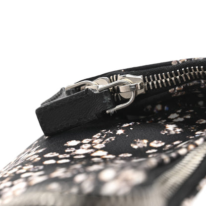 Silk Dandelion Print De Manta Clutch Black