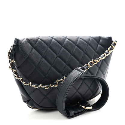 Caviar Quilted Business Affinity Waist Belt Bag Navy