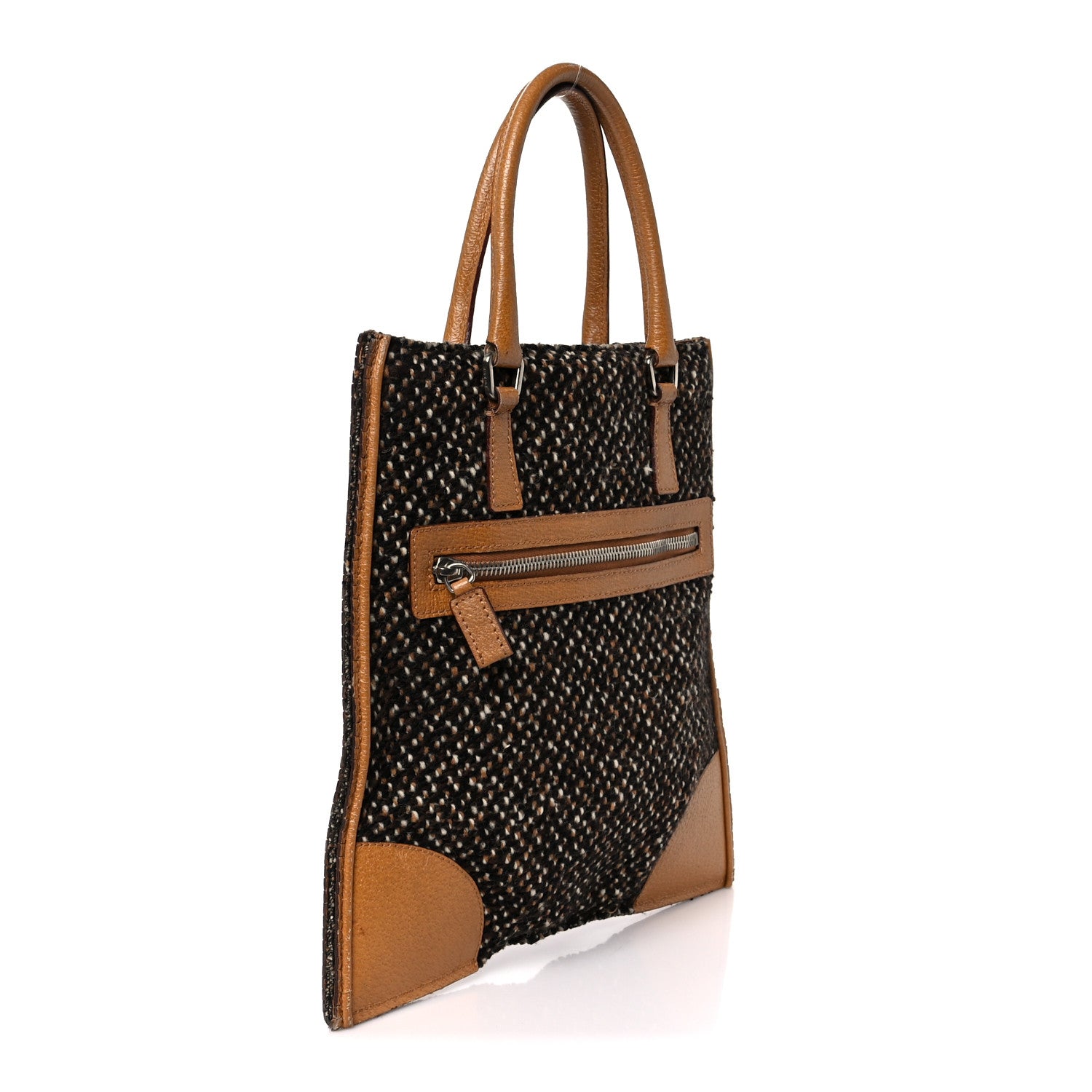 Stuoia Tweed Cinghiale Tote Marrone
