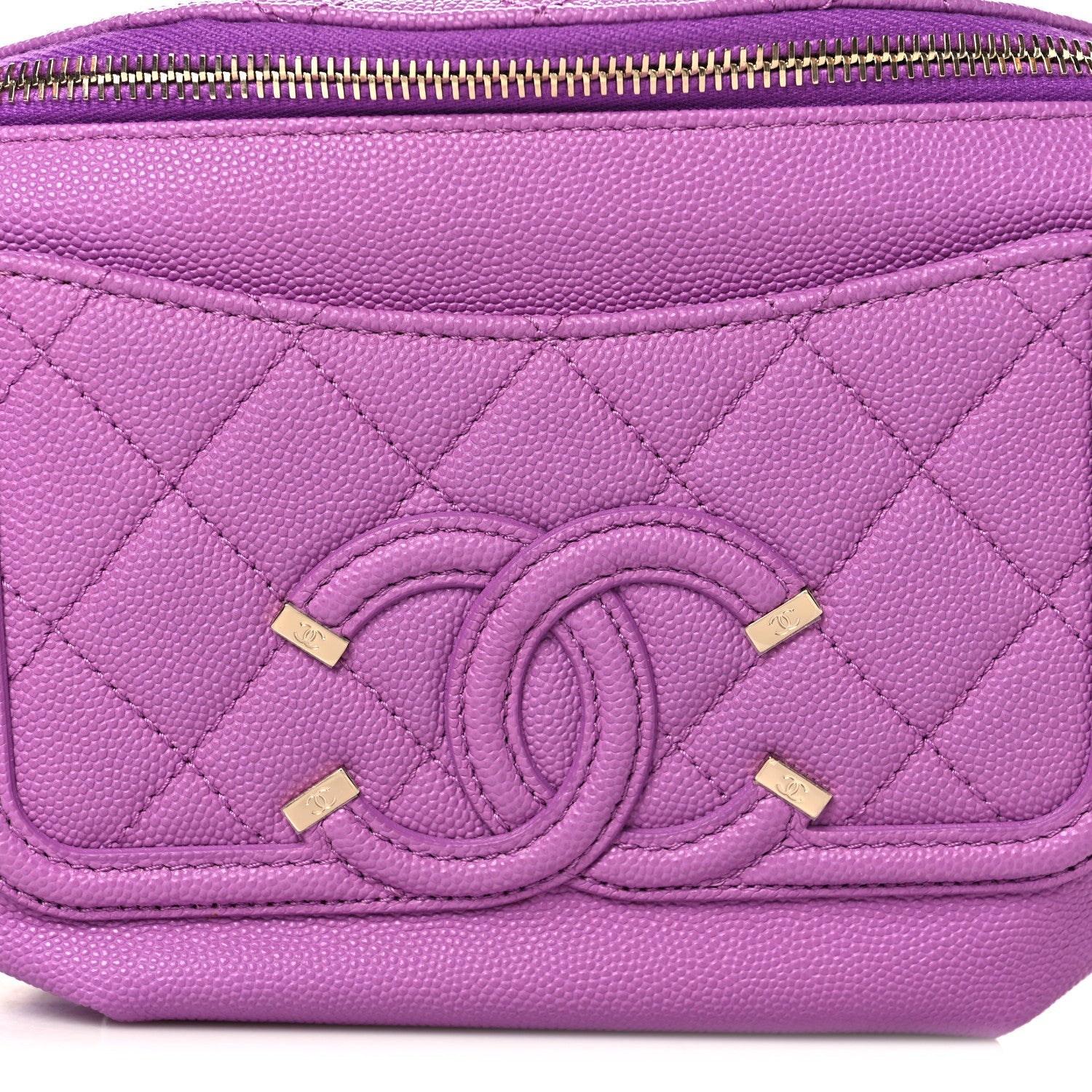 Caviar Quilted Filigree Waist Bag Purple