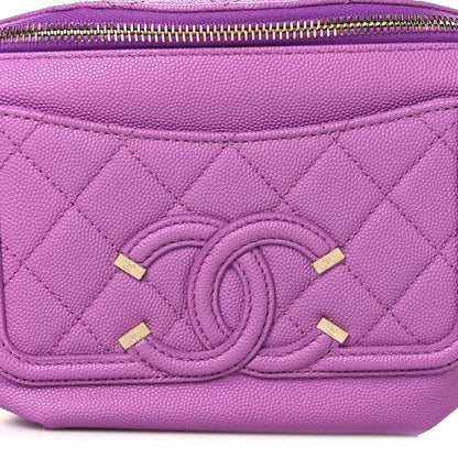 Caviar Quilted Filigree Waist Bag Purple
