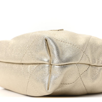 Metallic Lambskin Quilted Mini Chanel 22 Golden
