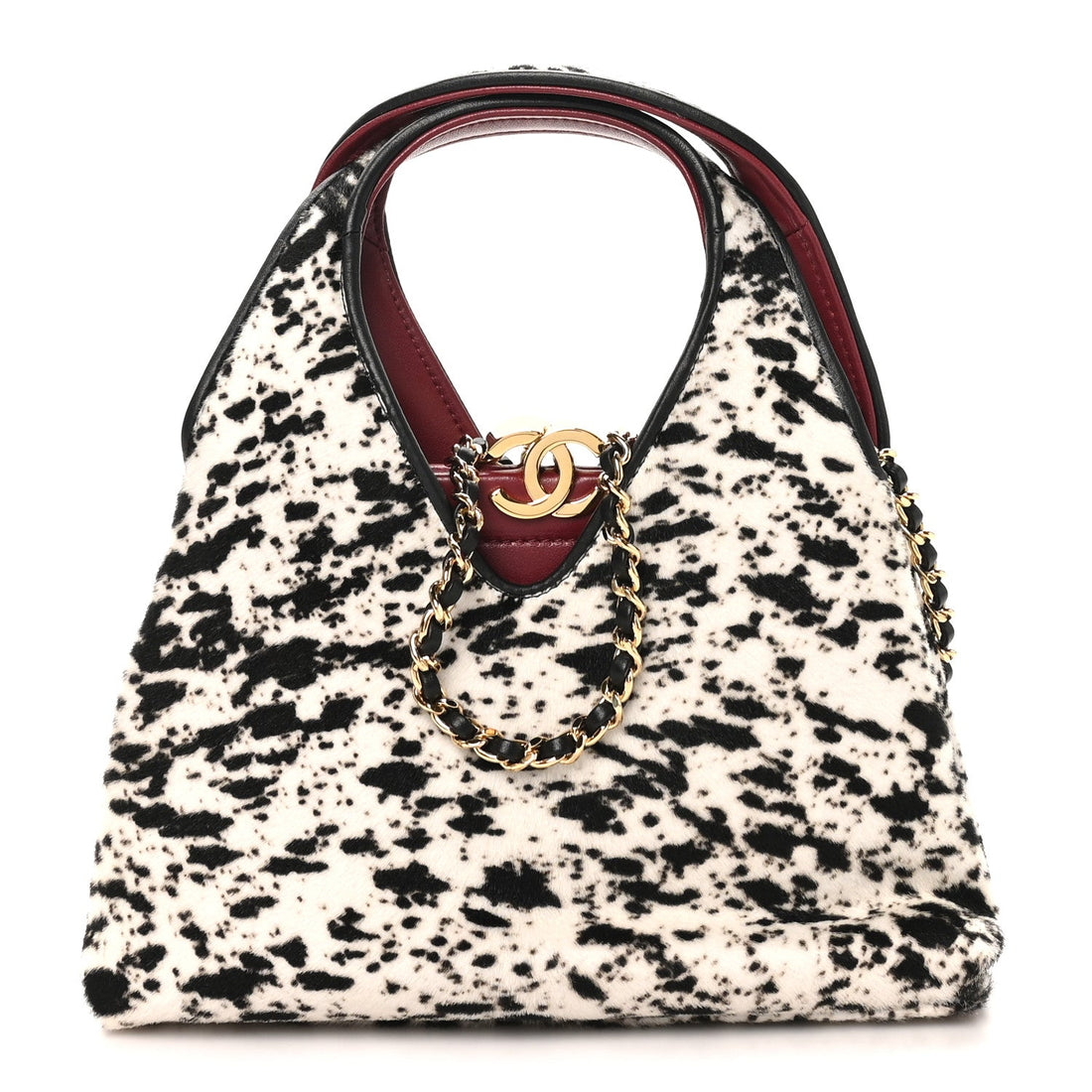 Pony Hair Printed Chic Lady Small Shopping Tote White Black