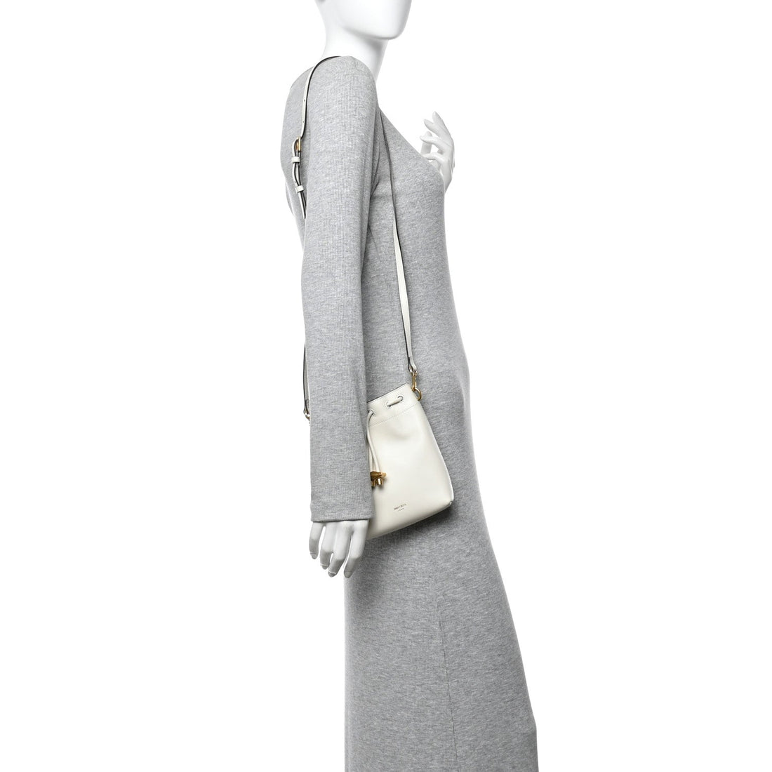 Soft Shiny Calfskin Mini Bon Bon N/S Bucket Bag Latte