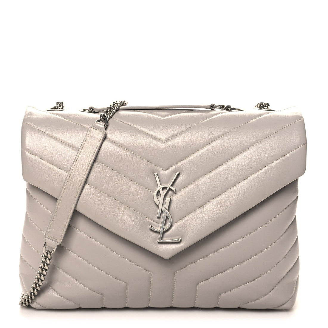 Calfskin Y Quilted Monogram Medium Loulou Chain Satchel Granite