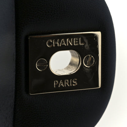 Shiny Lambskin Quilted Half Mini Flap Black