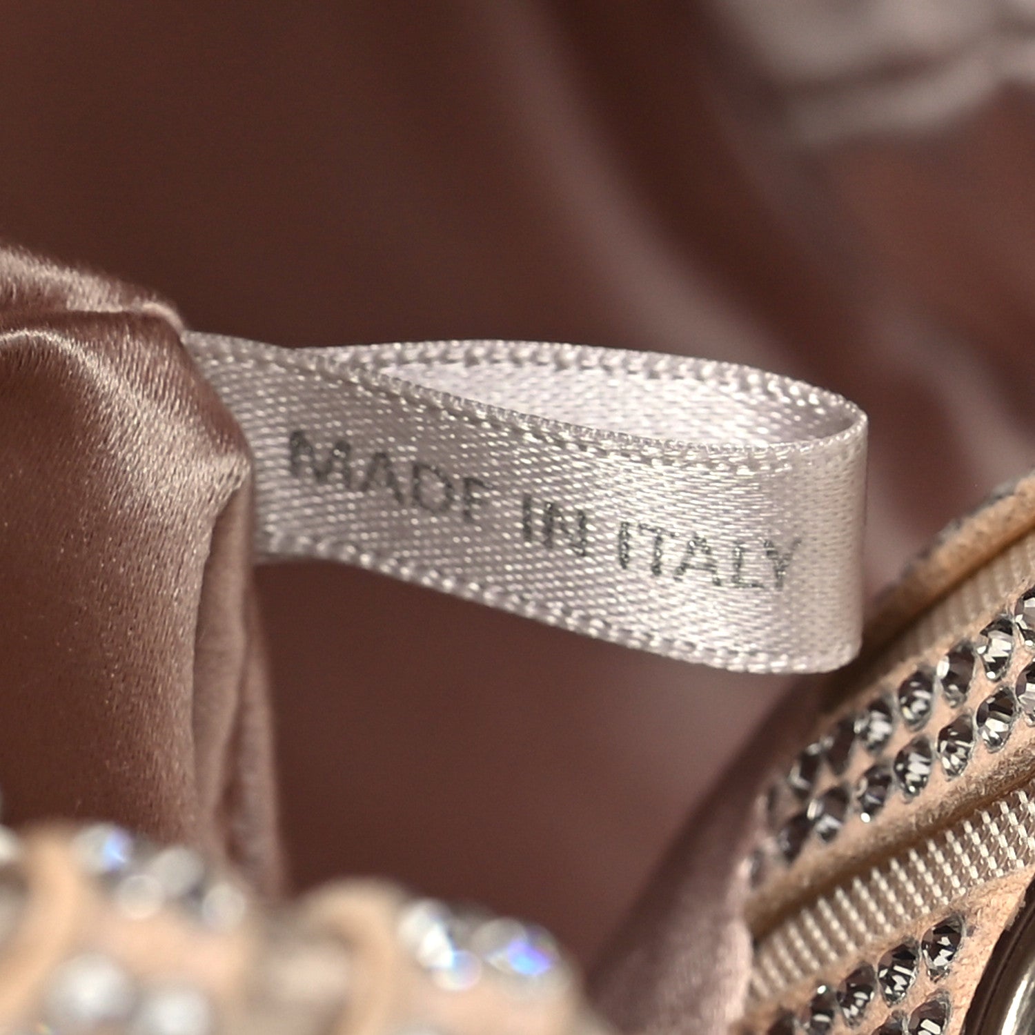 Suede Mesh Crystal Embellished Stripe Bon Bon Bucket Bag Macaron Mix