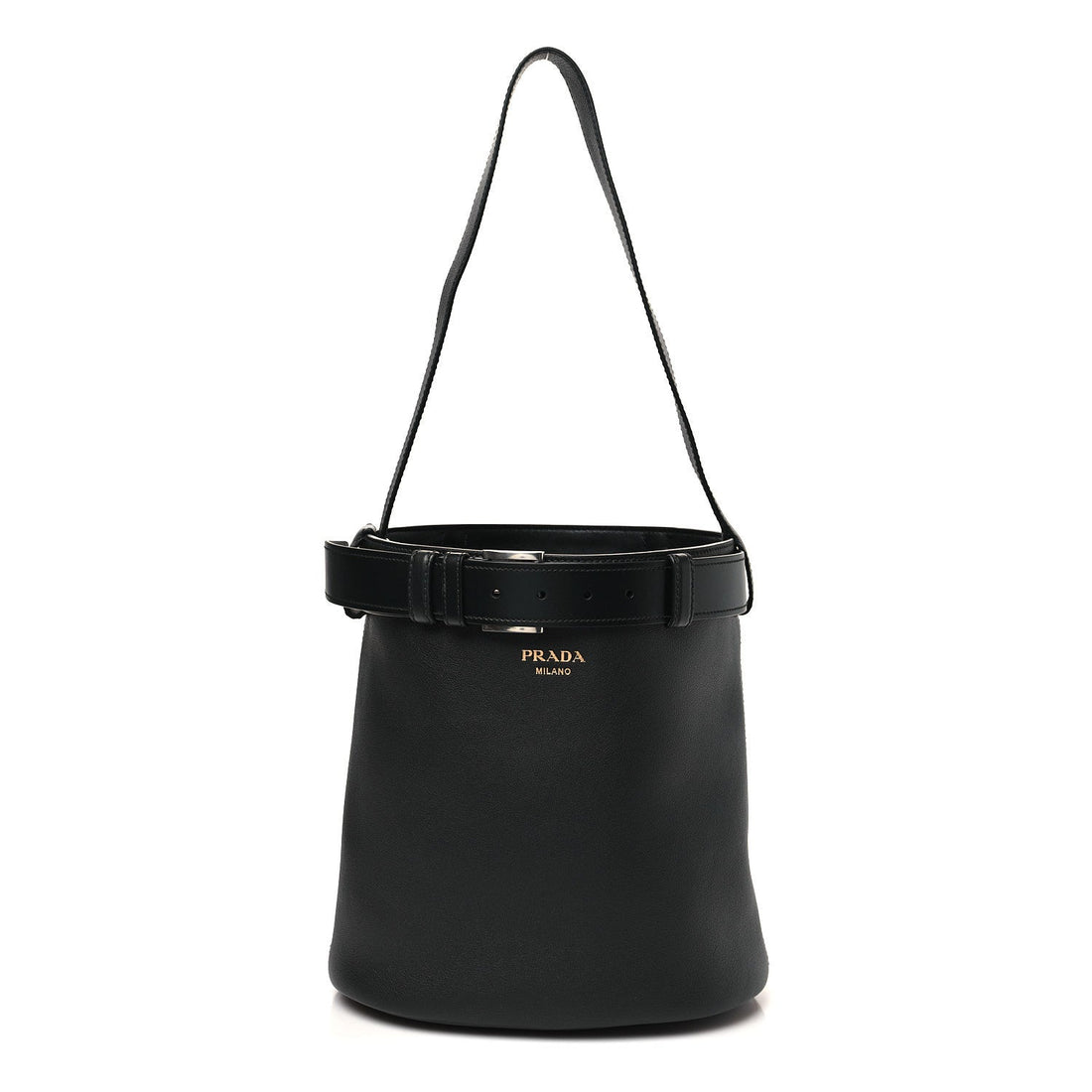 Soft Grained Vitello Daino Secchiello Bucket Bag Black