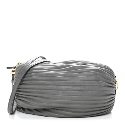 Lambskin Pleated Bracelet Pouch shoulder Bag Asphalt Grey Asphalt Grey
