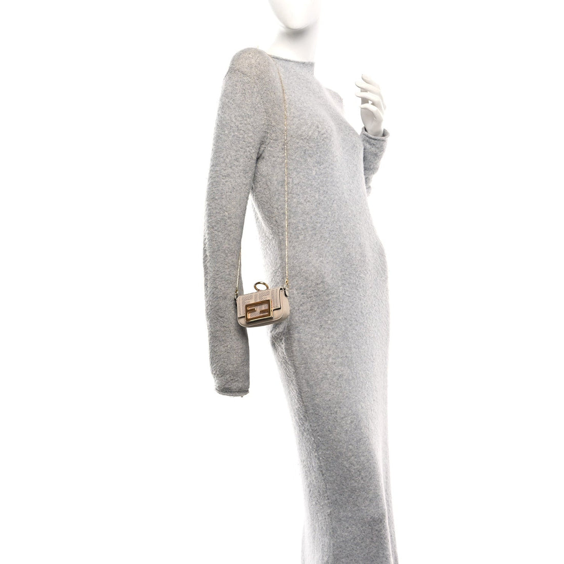 Canvas Vitello King FF Embroidered Nano Maxi Buckle Baguette Charm Nuvola