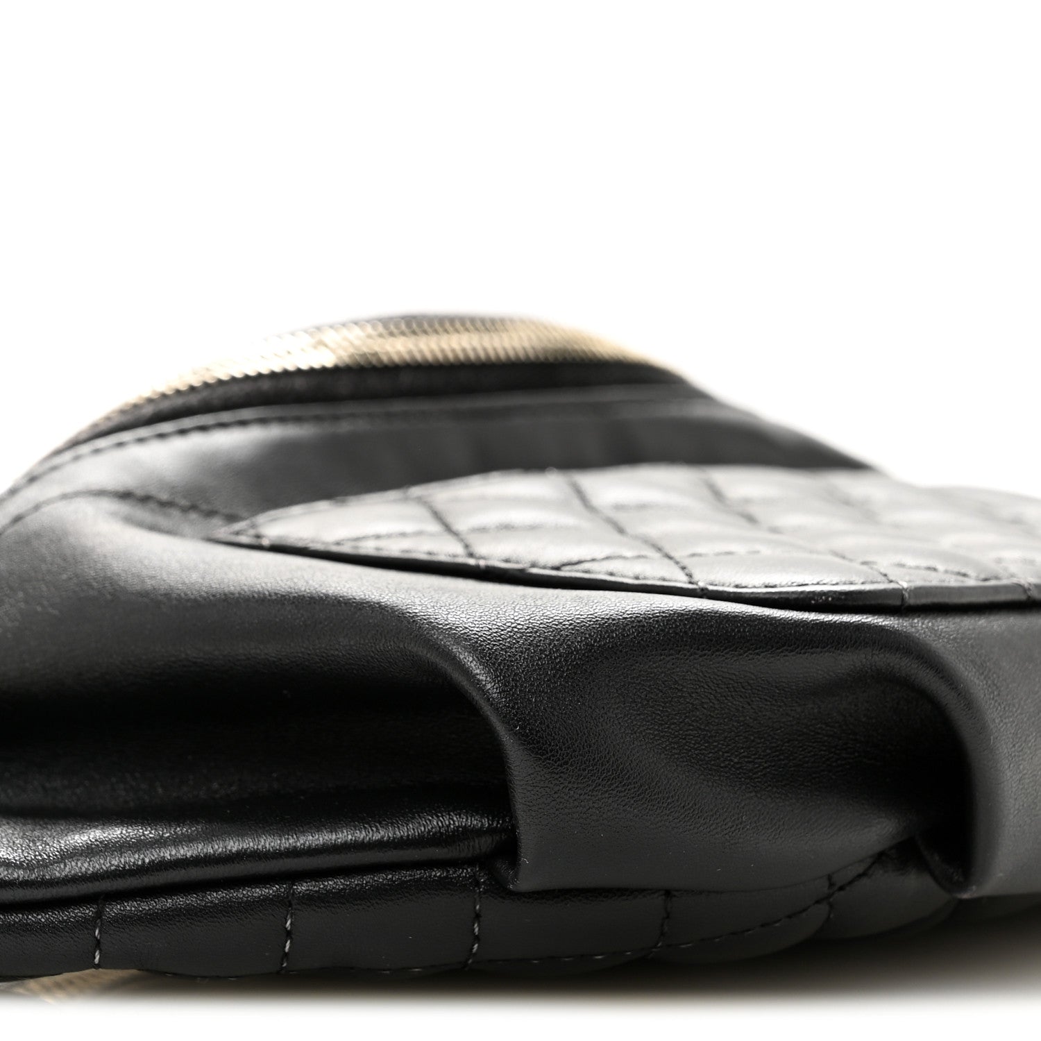 Lambskin Quilted Waist Bag Fanny Pack Black