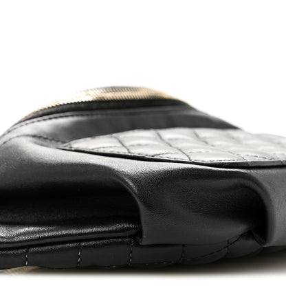 Lambskin Quilted Waist Bag Fanny Pack Black