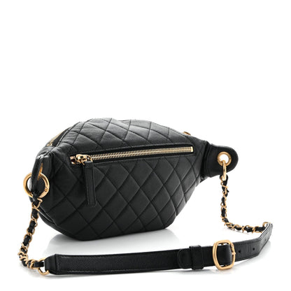 Caviar Quilted Filigree Waist Bag Black
