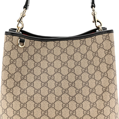 GG Supreme Monogram Medium Emblem Bucket Bag Beige Dark Brown Black