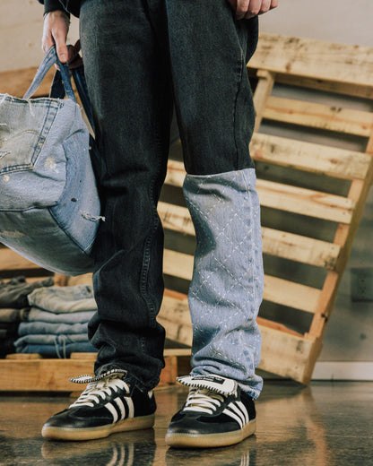 COMMONS REVERSE LEG HAND STITCHED DENIM BLACK (R46)