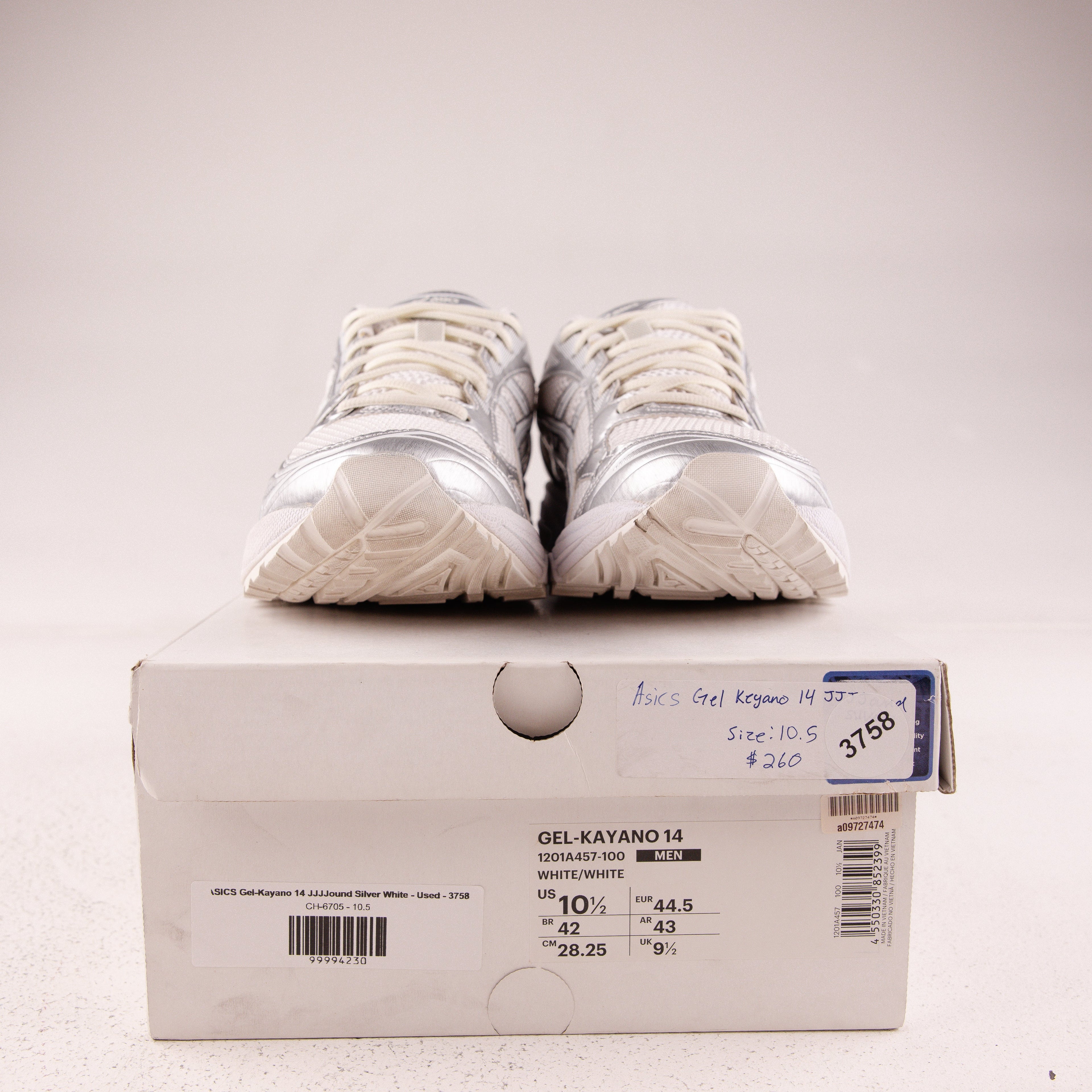 ASICS Gel-Kayano 14 JJJJound Silver White - Used - 3758