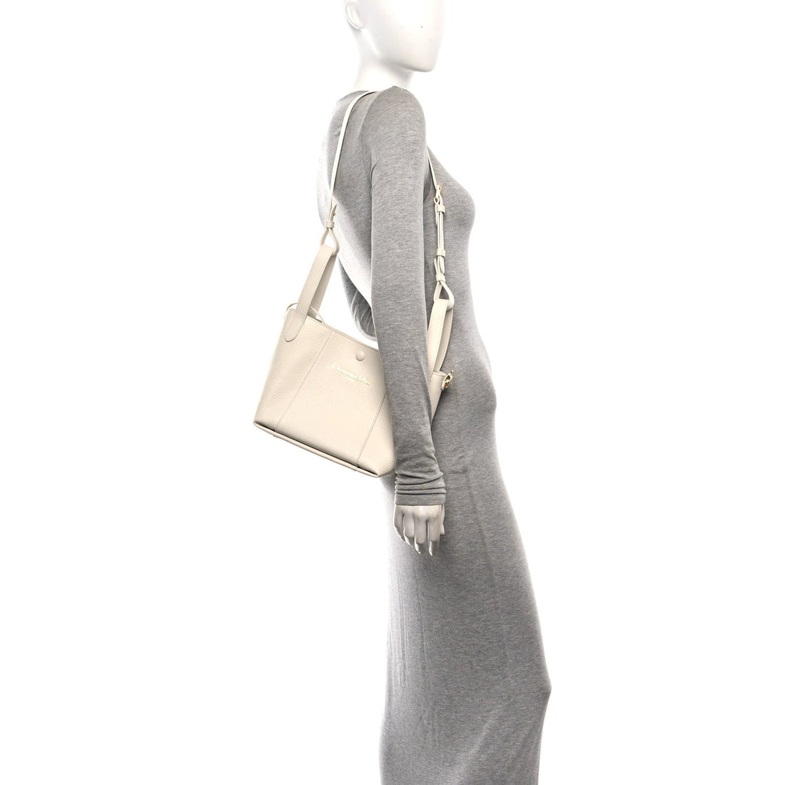 Calfskin Medium Signature Bucket Bag Latte