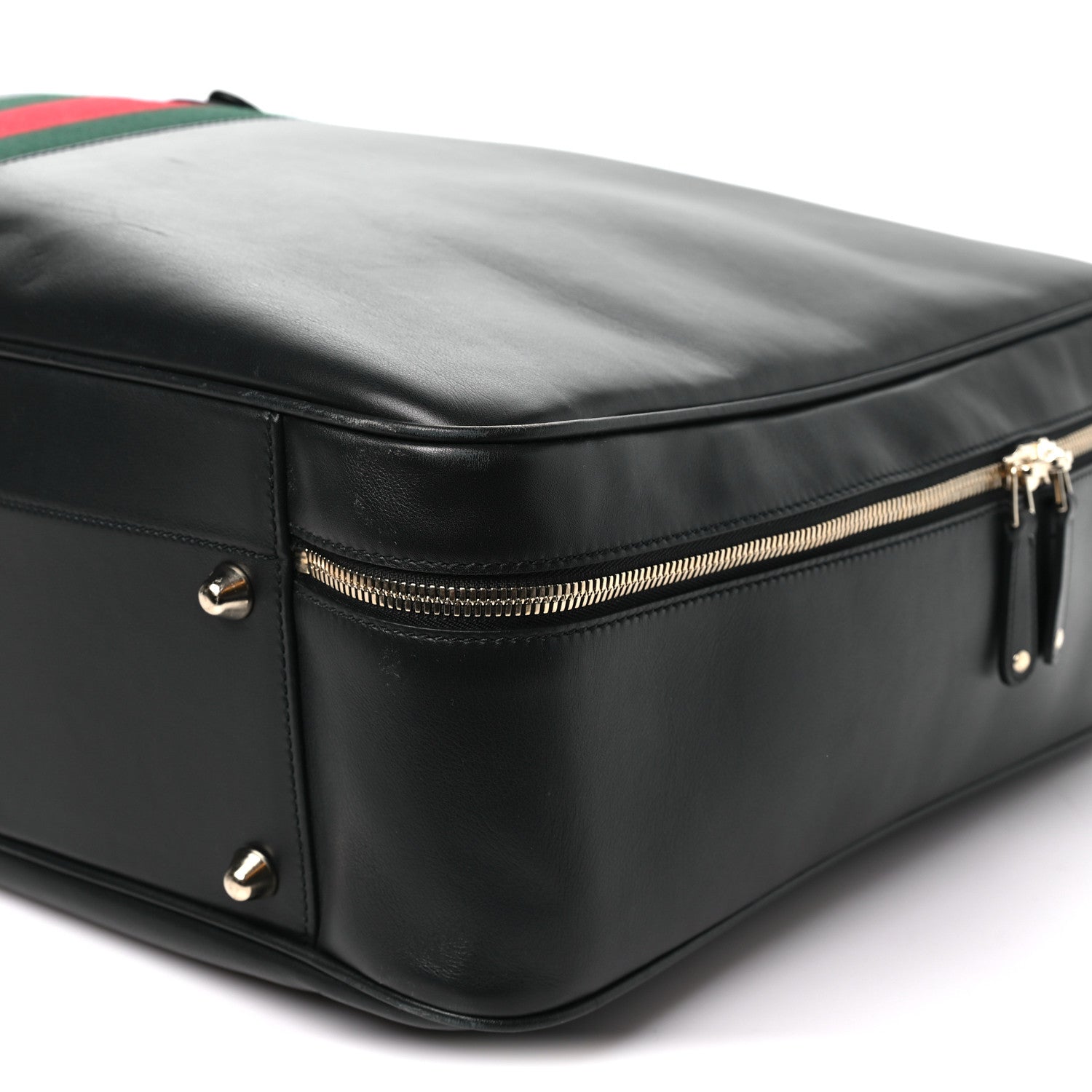Calfskin Web Suitcase Black