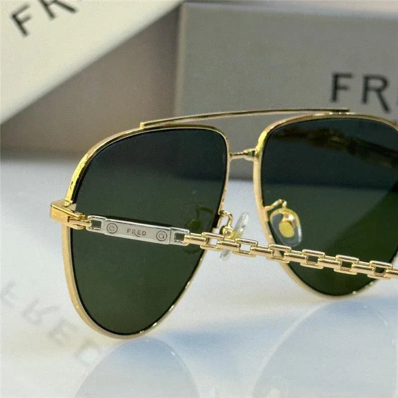 FRED SUNGLASSES 40051U GOLD 24k PLATED FRAME HIGH QUALITY WITH LENS  ✨