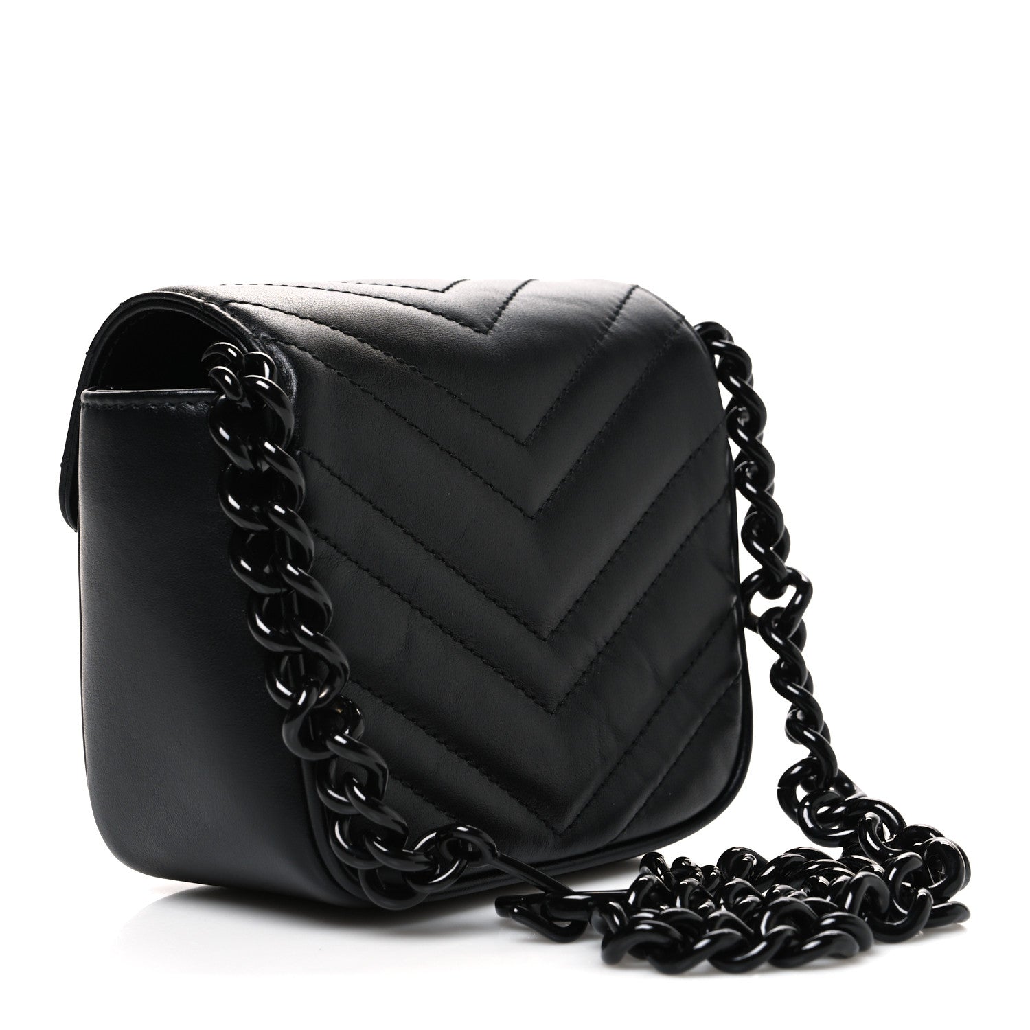 Calfskin Matelasse Monochrome GG Marmont Chain Mini Belt Bag Black