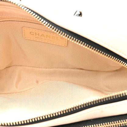 Goatskin Quilted Waist Bag Beige White Black